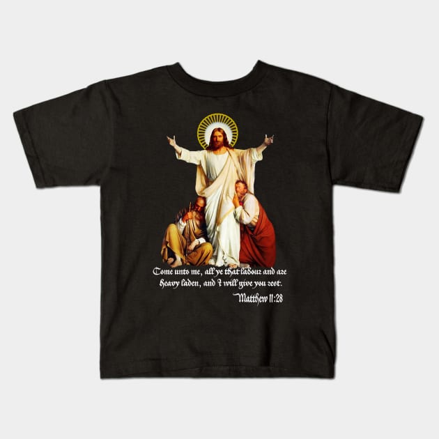 Jesus Christ Come to Me Light of the World Catholic Christian Kids T-Shirt by hispanicworld